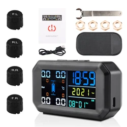 Sistema de supervisión de presión de neumáticos, TPMS, energía Solar, alarma de seguridad, Sensor de Presión de Aire de neumáticos, pantalla Digital LCD inteligente, nuevo