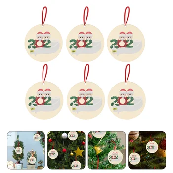 

6pcs Wooden Christmas Survived Family Ornaments Christmas Tree Pendants for Home