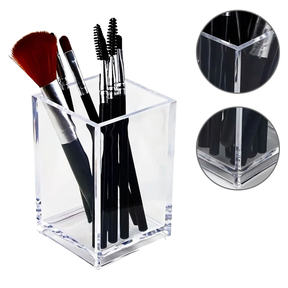 Crystal Clear Desktop Organizer Pen Holder Multi-functional Organizer Plastic Pencil Holder Pen Cup Makeup Brush Holder