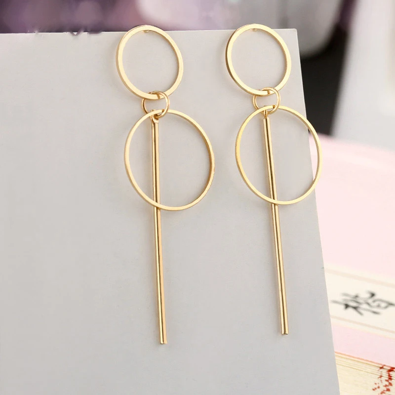 

POXAM 2019 Geometry Korea Long Crystal Acrylic Womens Dangle Earrings In Jewelry Summer Fashion Irregular Gold Metal Statement