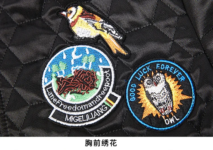 Autumn& Winter New Style Men Embroidered Cartoon Baseball Collar down Jacket Cotton-padded Clothes Slim Fit Large Size Fashion