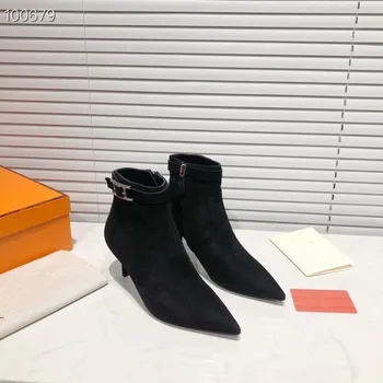 

Ankle Boots for Women Sexy Pointed Toe Crystal Decor High Thin Heels Designer Brand Luxury Women Shoes 2020 Winter Boots Women