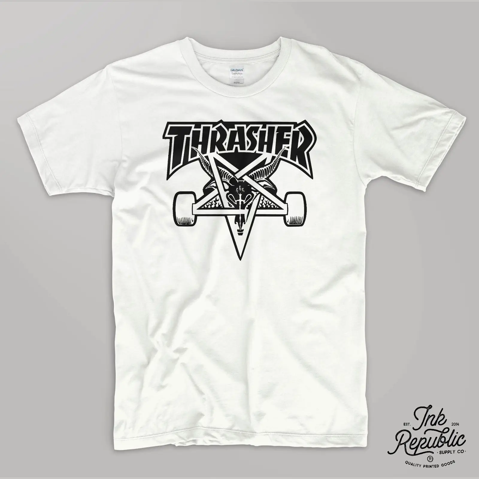THRASHER футболка с пентаграммой Skate Mag винтажный логотип fuct girl spitfire |