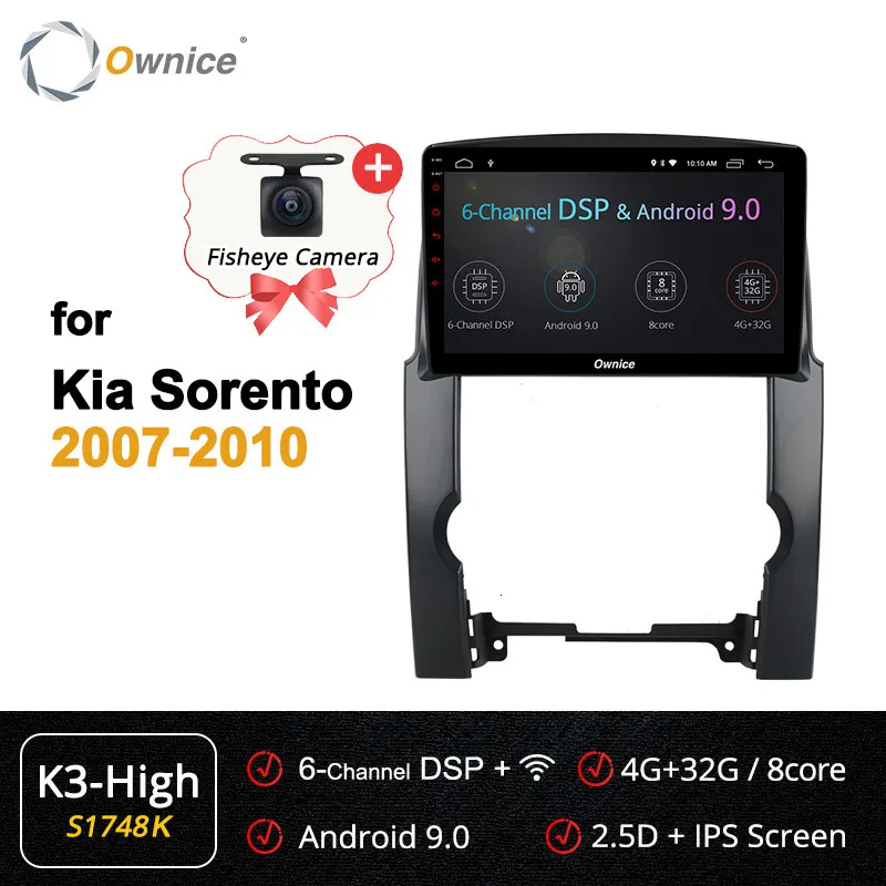 Ownice K6 K5 K3 Авторадио Android 9,0 Dvd для Kia Sorento 2007 2008 2009 2010 в тире автомобиля стерео Gps Nagavi головное устройство 4g Sim DSP - Цвет: S1748 K3-High