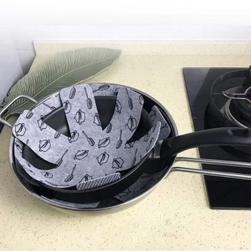 EASY-12Pcs защитные накладки для кастрюль и сковородок, набор протекторов для посуды, разделительные накладки для предотвращения царапин, раздельных и марринга, 3 размера-15 дюймов