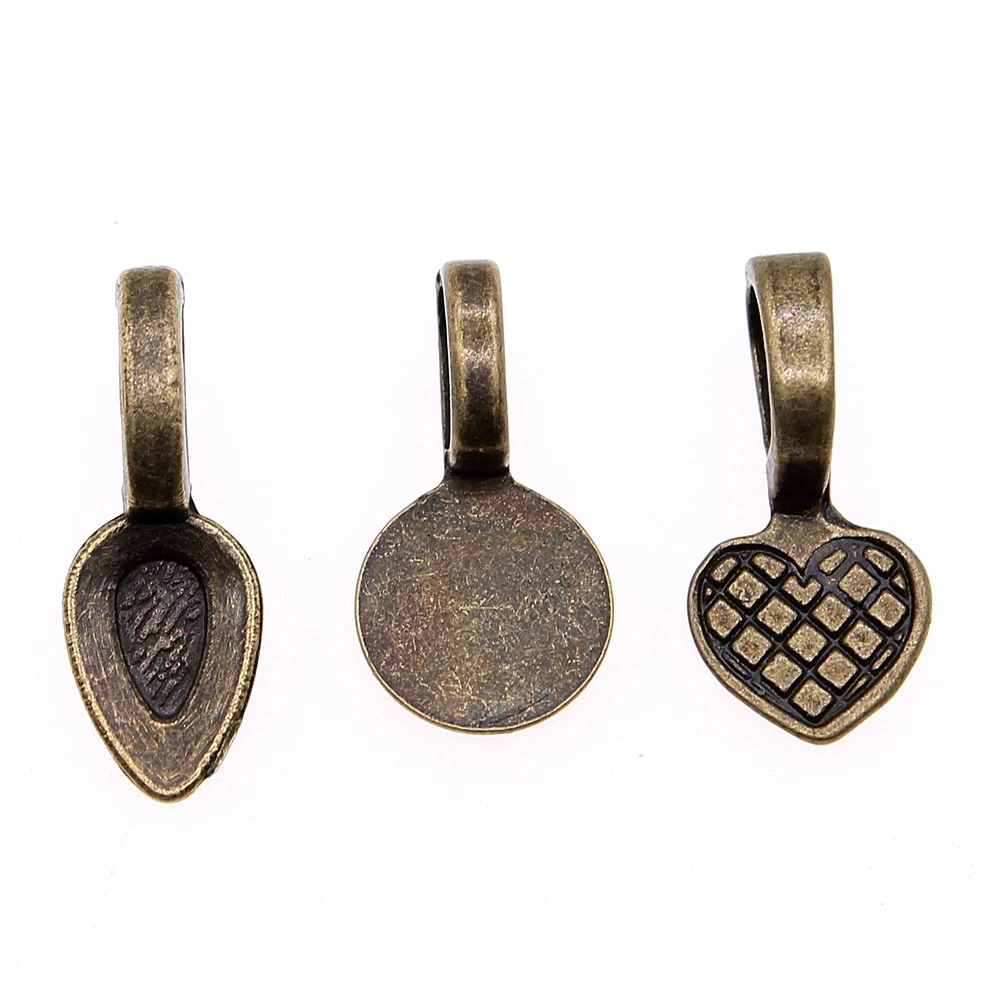 20 piezas de para fabricación joyería DIY joyería accesorios Chapado en bronce antiguo pegamento en encantos de fianza|Piezas de cierre y matarial de joyería| - AliExpress