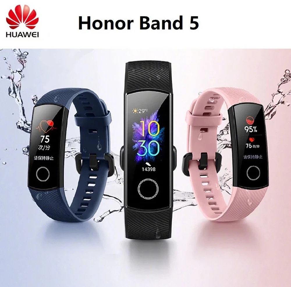 huawei Honor Band 5 умный Браслет AMOLED цветной сенсорный экран водонепроницаемый трекер сна пульсометр фитнес-трекер Браслет