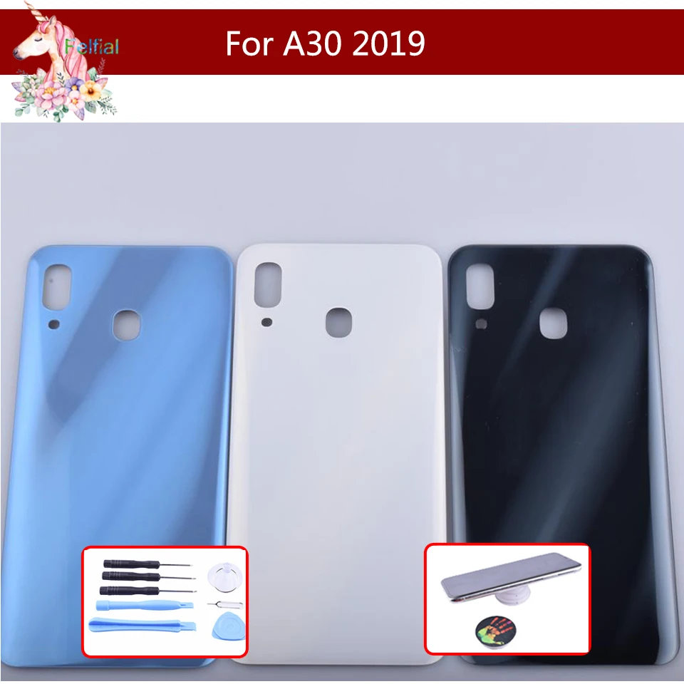 10 шт./лот для samsung Galaxy A30 A305 A305F SM-A305F корпус батарея Дверь задняя Задняя стеклянная крышка корпус A30