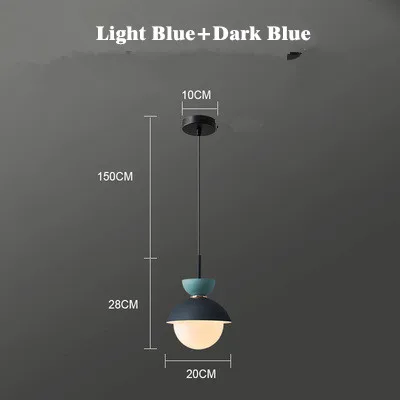 Light Blue Dark Blue Креативная Подвесная лампа в скандинавском стиле для спальни, цветная лампа для ресторана, столовой, детской комнаты, Подвесная лампа для кафе, бара, магазина, осветительная арматура - Цвет корпуса: Light Blue Dark Blue
