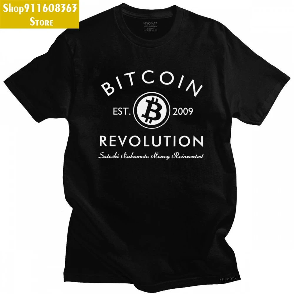 Bitcoin революция мужские футболки из мягкого хлопка BTC футболка криптовалюта