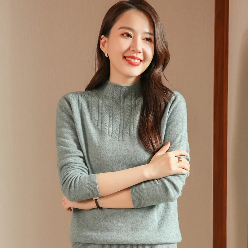 

Ladies Sweater Knitted Turtleneck Women Sweater Female Long Sleeve Ladies Hedging Turtleneck