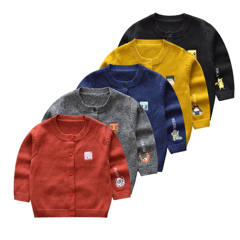

2019 Spring And Autumn New Style CHILDREN'S Sweater Men And Women Baby Cute Cartoon Embroidered Infant Thick 100% Cotton Knit Ca