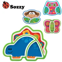

Sozzy Creative Children's Plate Cartoon Animal Service Plate Appetizer Platter Cute Dishes Baby Sub-grid Eat Tray