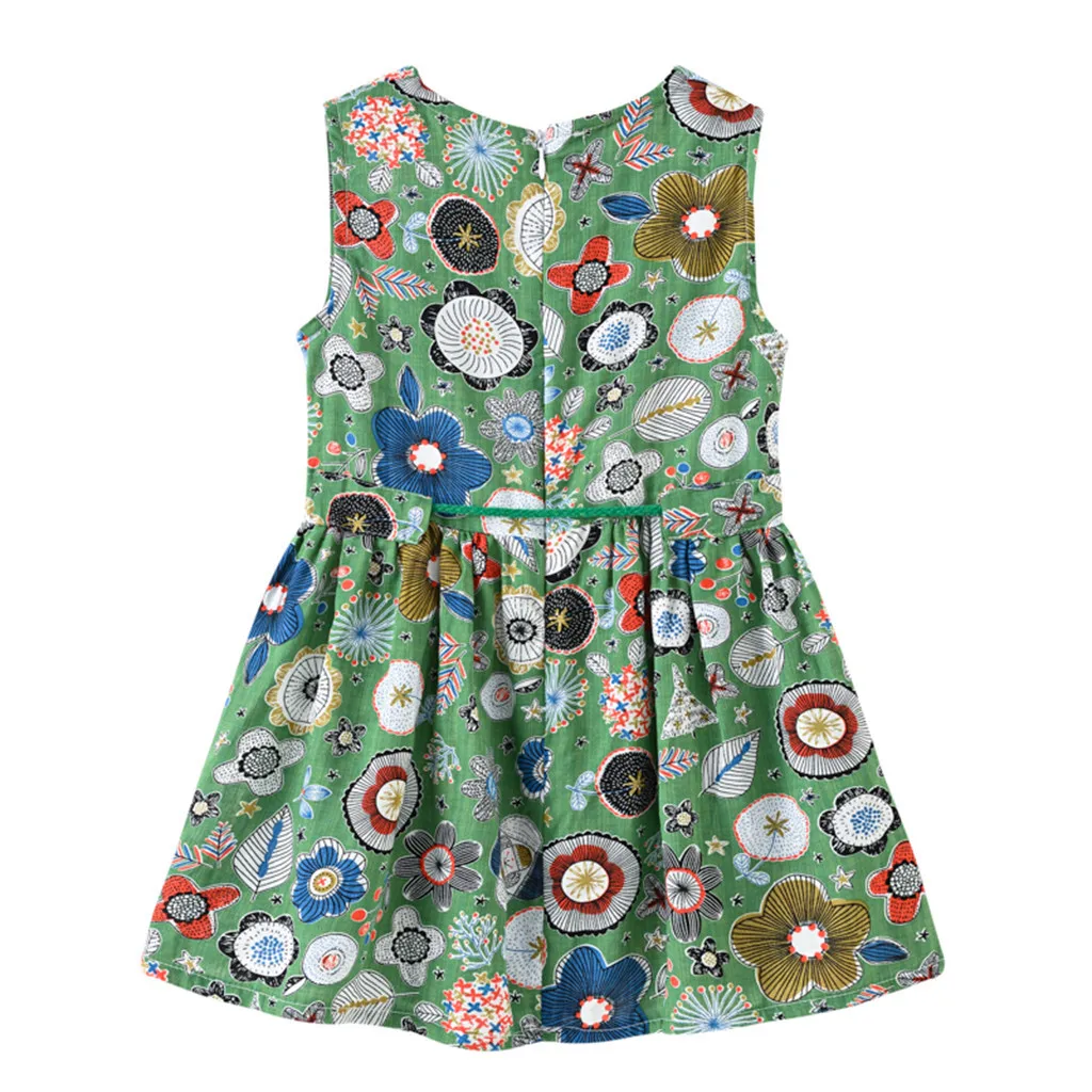 Toddler Baby Kids girls dress Floral Flowers Ruched Strap Summer Princess Dress 2-7 Years old children clothes summer #B