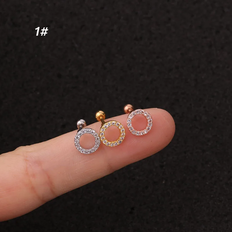 1Pc Newest Tree Star Zircon Pendant CZ dangle ear piercing jewelry steel barbell Daith earrings helix cartilage studs - Image 4