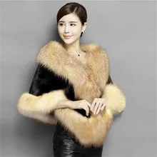 

Winter Ladies' Genuine Knitted Mink Fur Shawls Fox Fur Collar Women Fur Pashmina Wraps Bridal Cape Coat Jacket