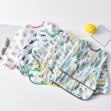 Слюнявчики для девочек, бандана, милый мультяшный нагрудник для маленьких мальчиков, водонепроницаемый детский нагрудник с рисунком, передник с длинными рукавами, детский нагрудник для самостоятельного кормления