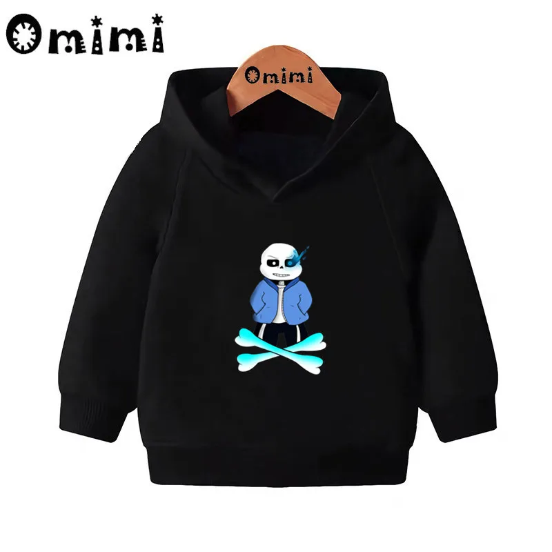 Skull Brother Undertale Sans/свитшоты; детские толстовки с капюшоном; крутой пуловер для малышей; топы для девочек и мальчиков; осенняя одежда; KMT2405 - Цвет: Black-2405D