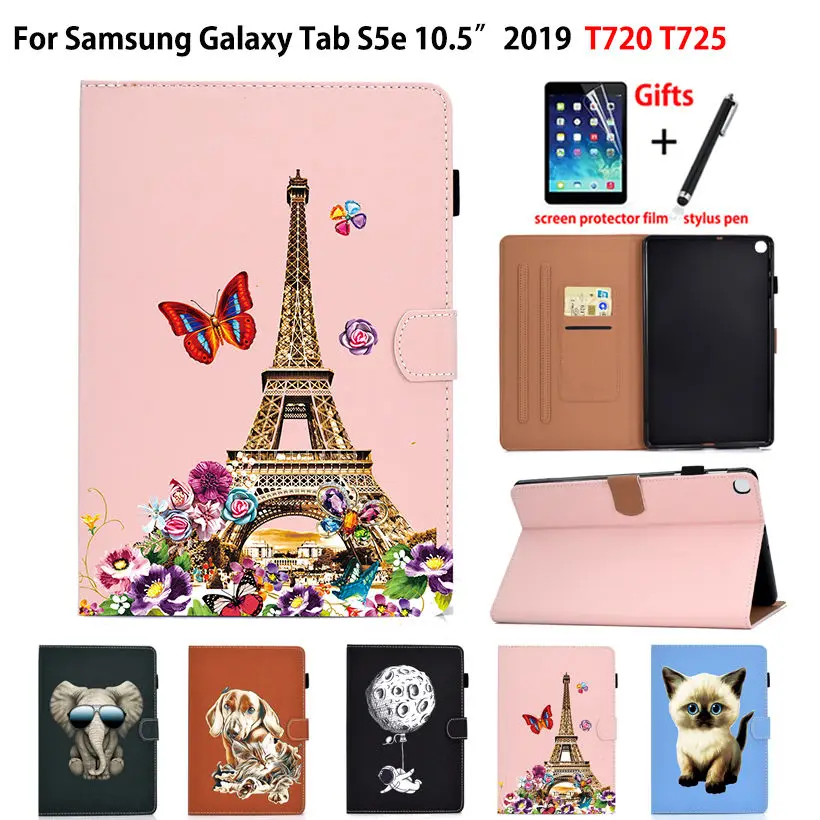 Чехол для Samsung Galaxy Tab S5e 10,5 SM-T720 SM-T725 T720 Smart Cover Funda Tablet Fashion Tower Painted Stand Shell+ подарок