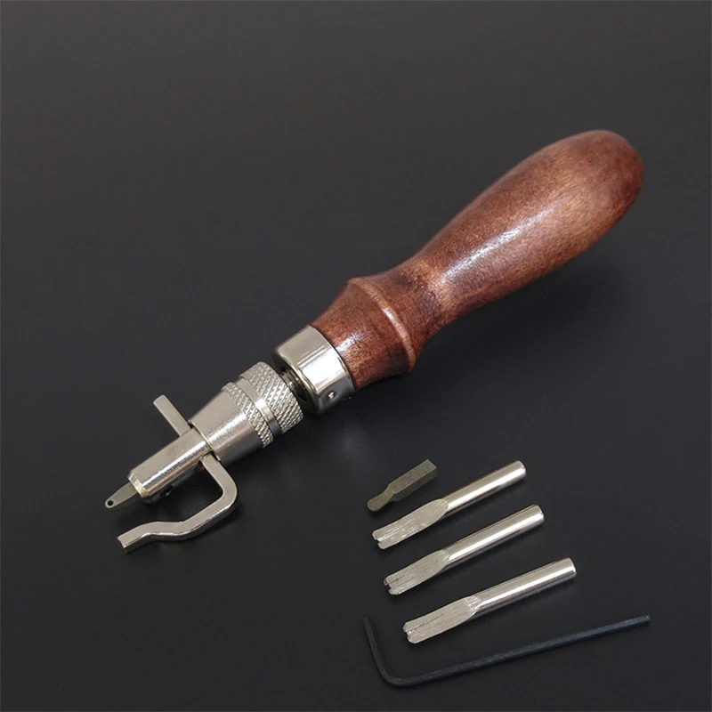 

MIUSIE 5 in 1 Pro Leather Craft Edge Press Kit Adjustable Stitching and Groover Crease Leather Stitching Tool Sewing Tools