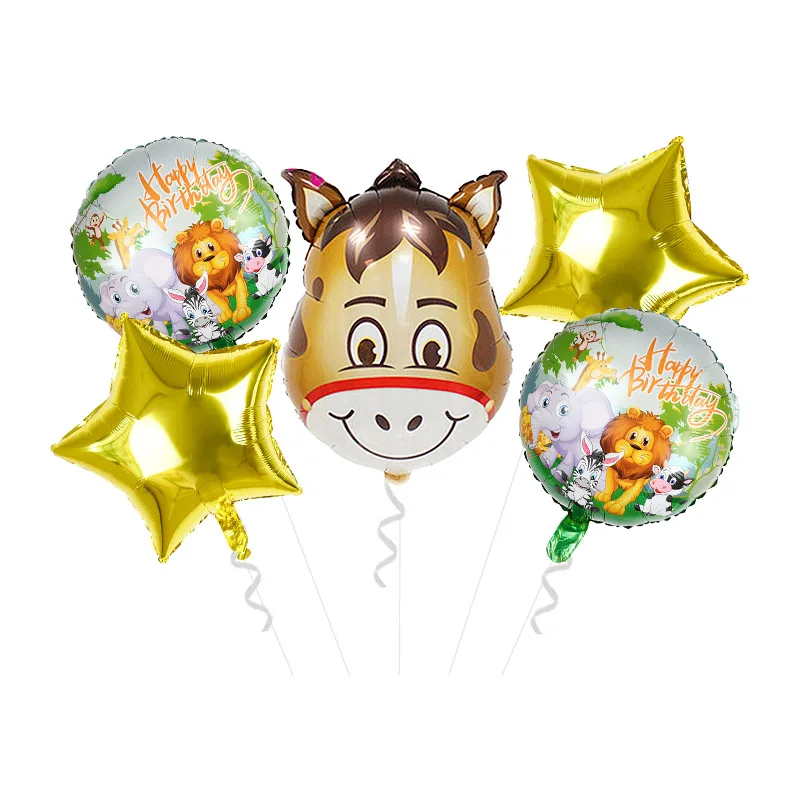 5 шт./компл. игр тема джунгли Животные Фольга шар тигра с изображениями из мультфильма «Микки Маус» Льва жирафа Форма шар для детей День рождения воздушные шары Decoration8