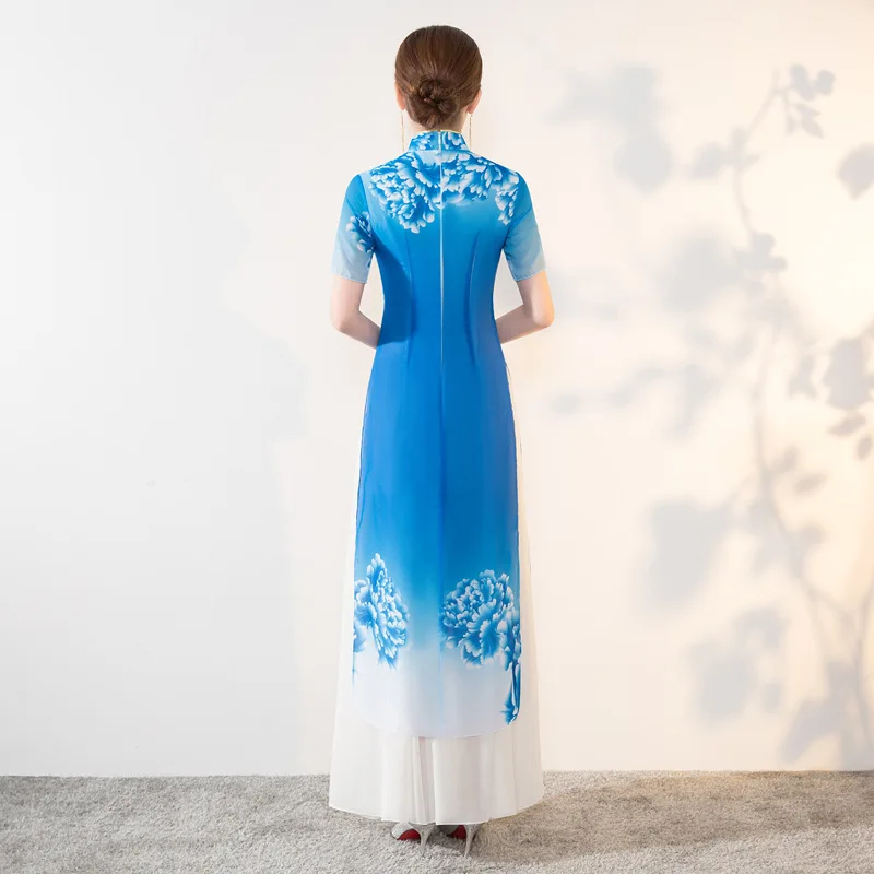 Вьетнамский аозай cheongsam платье традиционная одежда Таиланд kebaya азиатское длинное платье женская летняя одежда