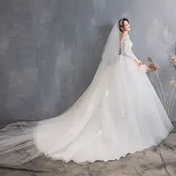 Свадебное платье с кружевной аппликацией со шлейфом из органзы и тюля роскошное свадебное платье элегантного размера плюс платье из тюля