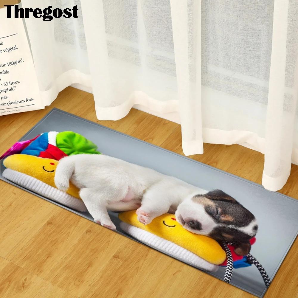 Thregost для дома, спальни, длинный пол, ковер, Рождественский Декор, 3D рисунок с животными, коврики из микрофибры, противоскользящие, кухонные коврики, коврик в прихожую