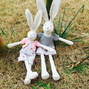 

Luxury Cotton Linen Bunny Boy Cloth Doll Handmade Birthday Gift Day Time playing Animal Plush Cute Stuffed Rabbit Girl Toys