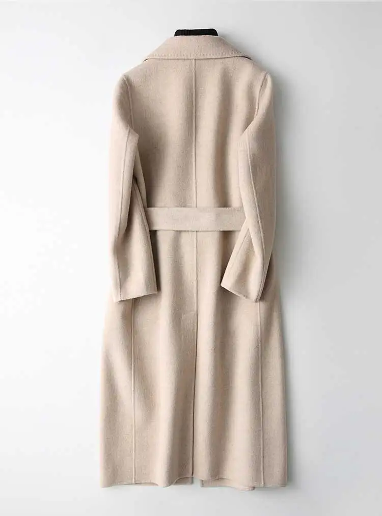 Cashmere Long Coat Elegant Turn Down Collar OG0695