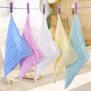 

Cotton Infant Face Towel Solid Color Baby Handkerchief Square Towel Muslin Gauze Wipe Cloth 30*30cm
