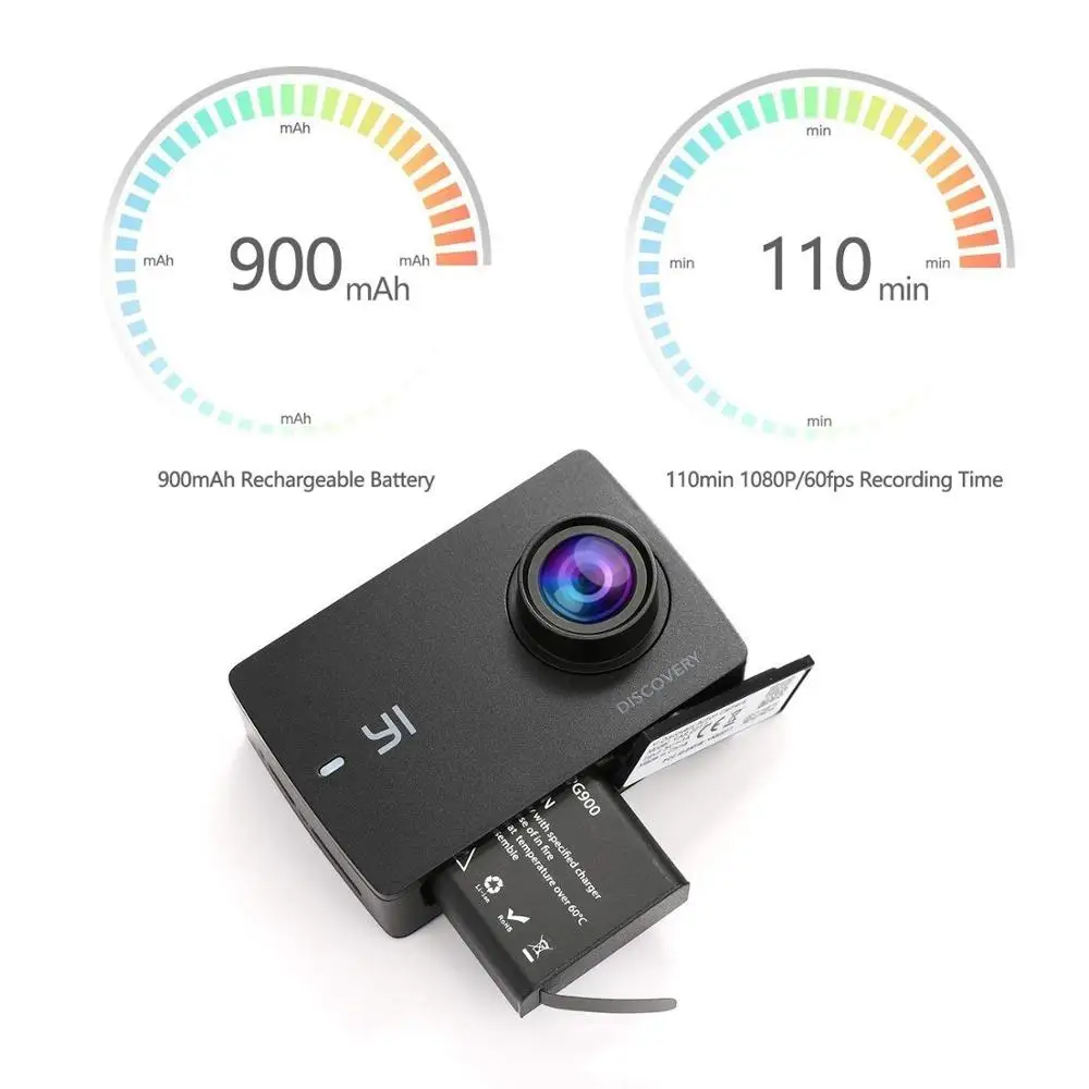  YI Discovery Action Camera 4K 20fps Sports Cam 8MP 16MP with 2.0 Touchscreen Built-in Wi-Fi 150 Deg