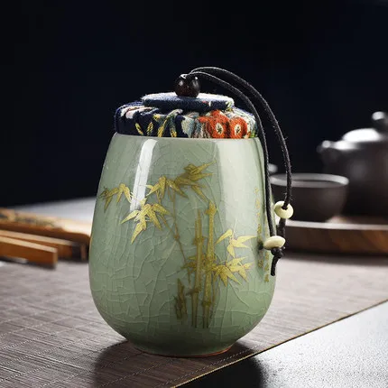 Подарки для гостей керамические ящики для чая Pu'er закупориваемая банка Celadon банка для хранения Контейнеры для чая чайные конфеты с герметичной тканевой крышкой домашнего искусства Crft - Цвет: N
