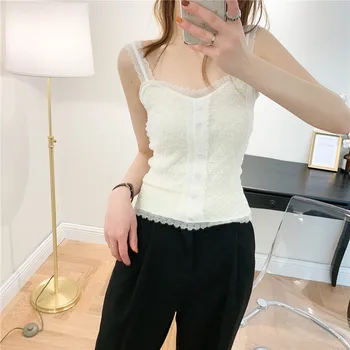 

2020 New Arrival Spring Crop Tops Fashion Streetwear Lace Top Camis Women Tanks Sexy Tops Black Top Women Casual Clothes