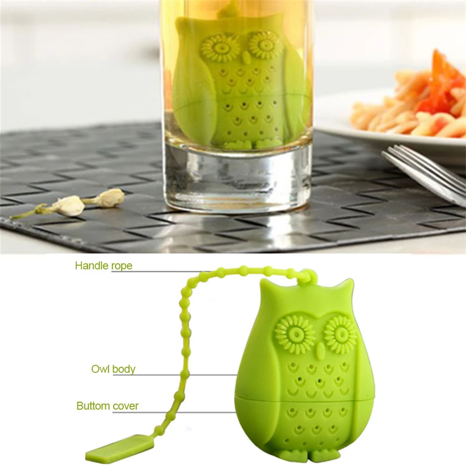 Creative Cute Owl Tea Strainer Tea Bags Food Grade Silicone loose-leaf Tea Infuser Filter Diffuser Fun Cartoon Tea Accessories