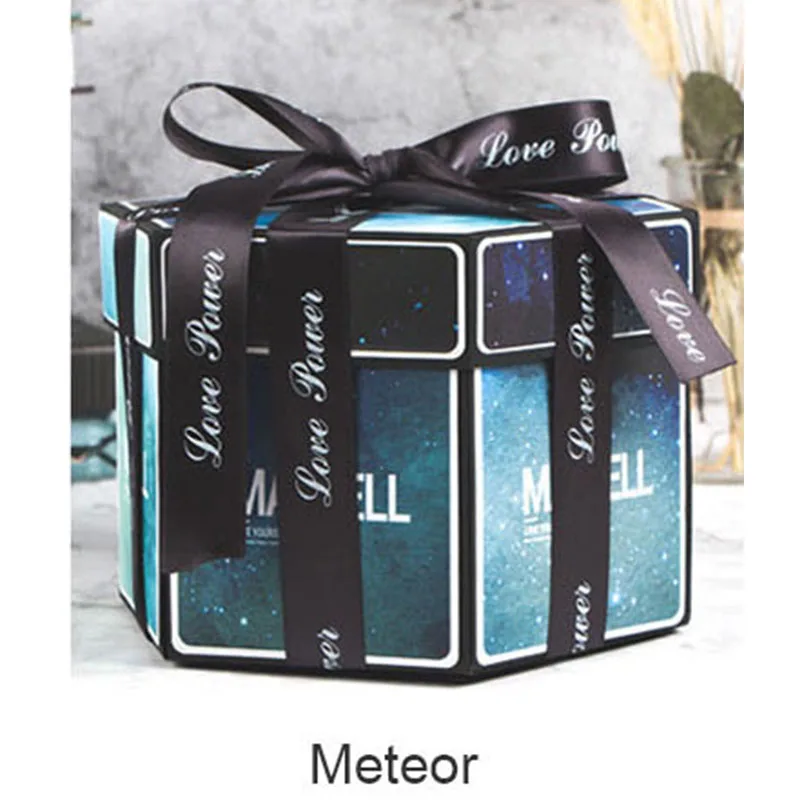 meteor Новогодняя Шестигранная Подарочная коробка сюрприз взрыв коробка DIY ручной работы скрапбук Фотоальбом Свадьба для Валентина подарочные коробки - Цвет: meteor