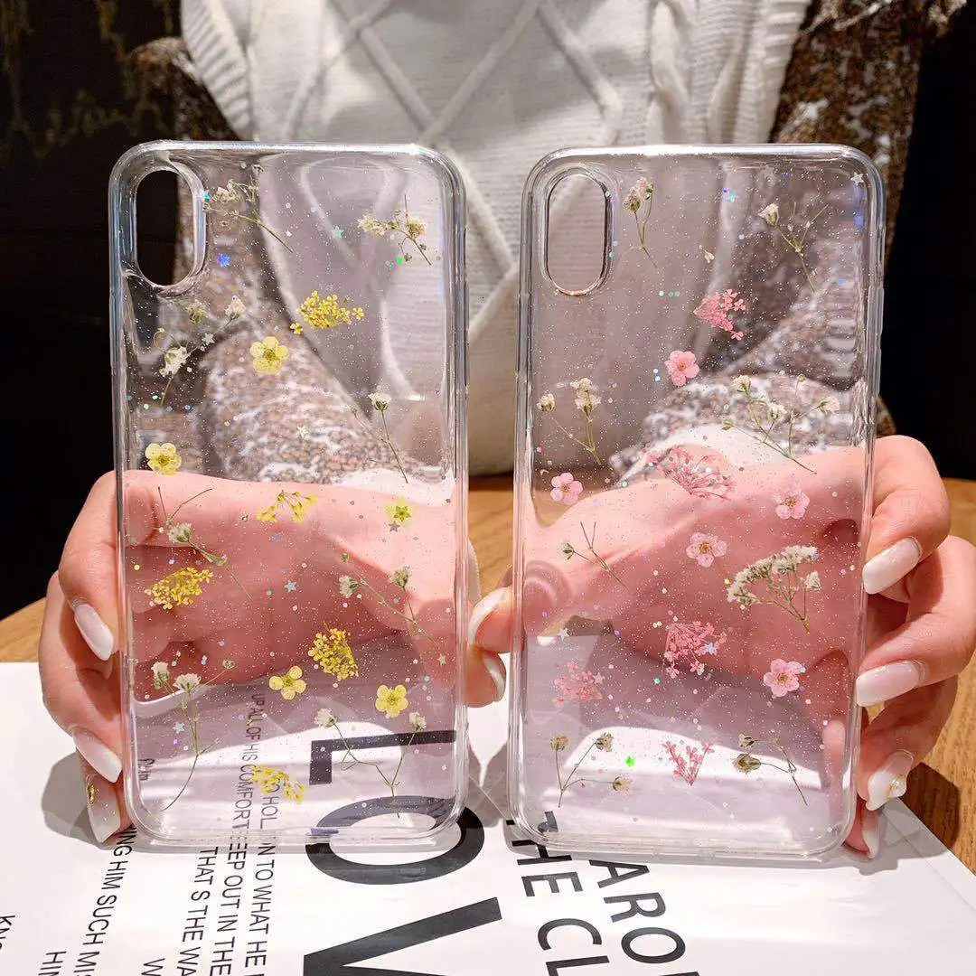 Настоящий прессованный высушенный чехол для телефона с цветами для iPhone X XS Max XR 6 6s 7 8 Plus 11 Pro Max Чехол Мягкий ТПУ Прозрачный цветочный чехол