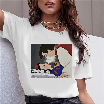 Для женщин забавные Винтаж 90s эстетическое милые футболки с героями мультфильмов корейский стиль модный принт футболки темно Белоснежка Harajuku футболка - Цвет: 1026