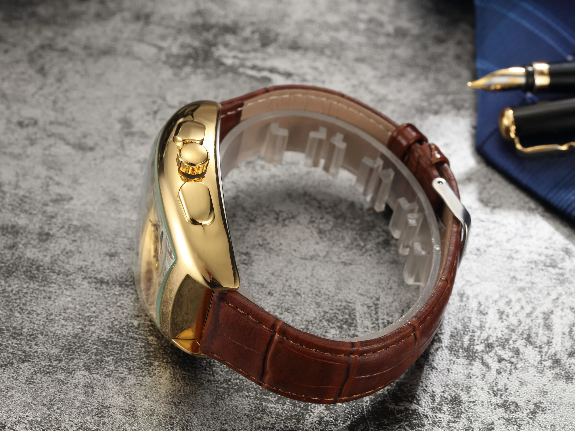 2021 High Quality Automatic Self-winding Mechanical Watches Fashion Male Clock Genuine Leather Wristwatch Relogio Masculino