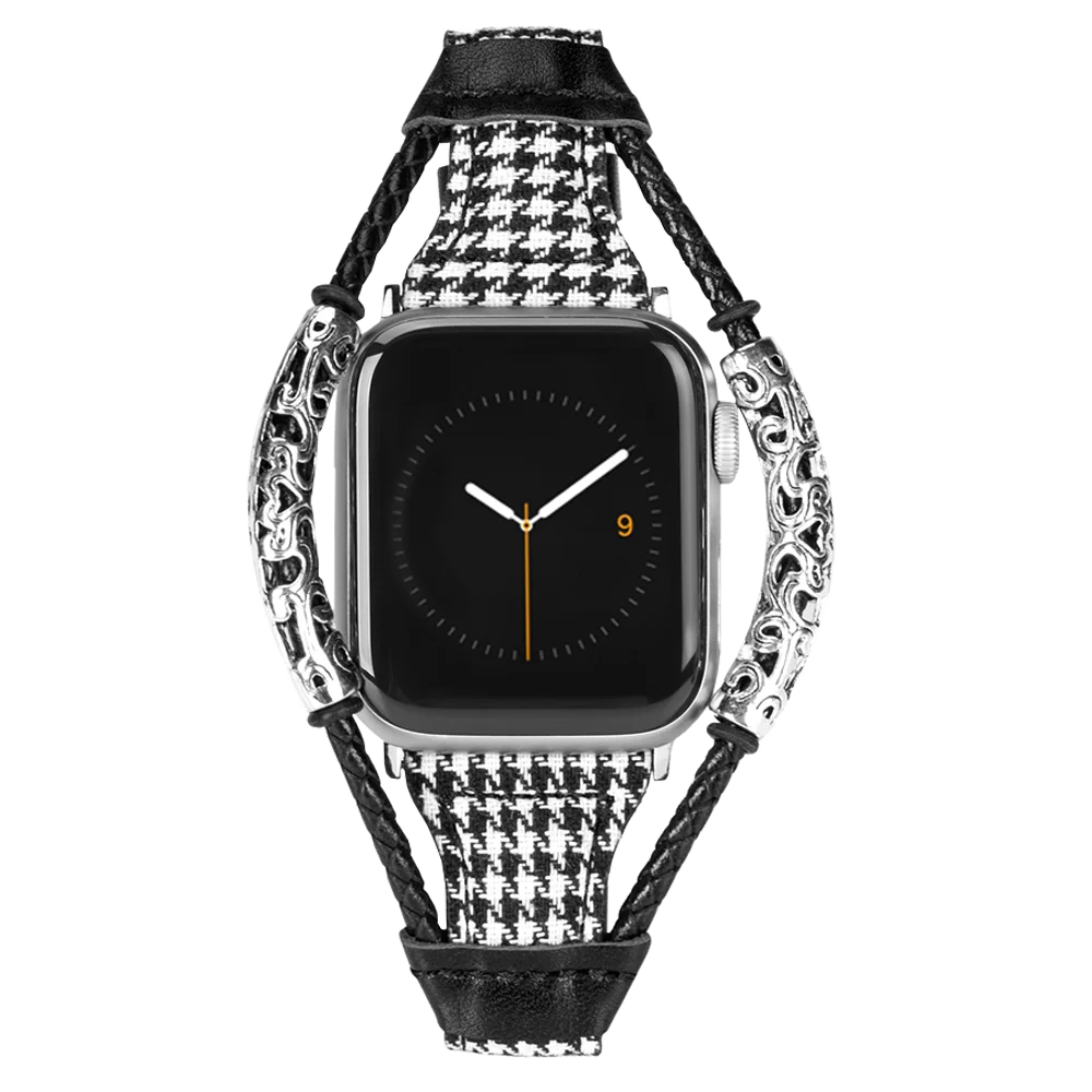 Grid Кожаный ремешок для Apple Watch Band для женщин тонкий переплетение двойное кольцо браслеты Замена Группа аксессуары для iwatch 4/3/2/1 - Цвет ремешка: Grid