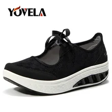 Весна Для женщин туфли на Покатой подошве Нескользящая демпфирования с утолщенной подошвой женская обувь Женский, сетчатый кроссовки на платформе; модные сетчатые Повседневная водонепроницаемая обувь