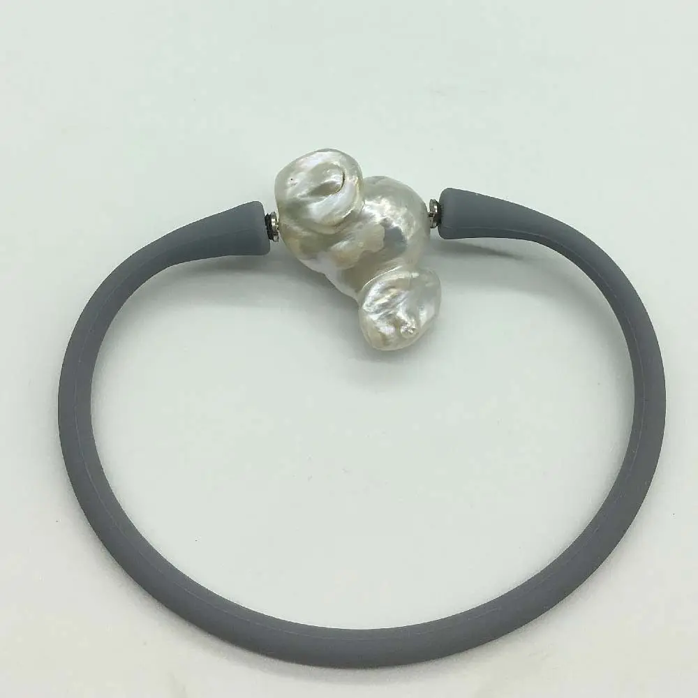 Большой Размеры белый кремовый Кеши Касуми жемчужный браслет из силиконовой резины