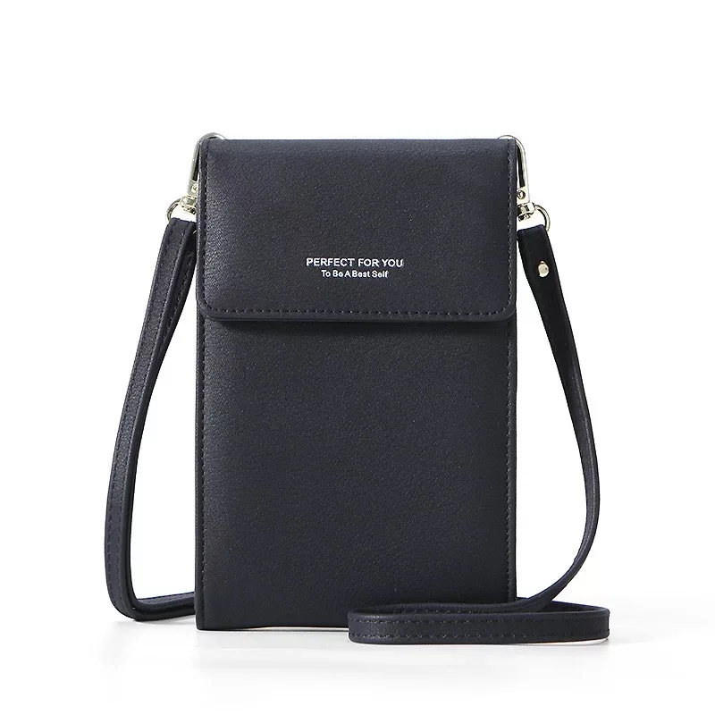 

Small Change Coin Purse Card Holder Women Mobile Phone Bag Flap Shoulder Black Mini Handbag Large Capacity Wallet For Cute Girl