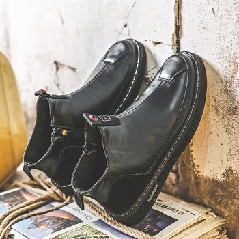 

Suede Chelsea Boots Men 2020 Leather Platform Cowboy Ankle Man Black Snow Chelsea Boots Mens Male Winter Casual Shoes Coturno
