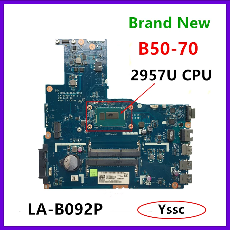 Бесплатная доставка абсолютно новый для Lenovo B50 70 LA B092P материнская плата ноутбука