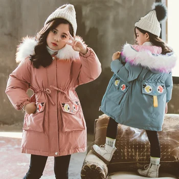 

2019 Girls Winter Jacket Clothing Thicken Warm Coat Children Winter Hooded Down Cotton Jacket 4 10 12 Years Korean Kids Clothes