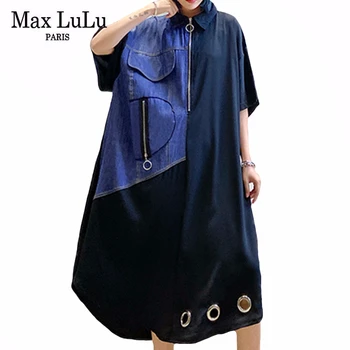 

Max LuLu Summer 2020 European Designer Ladies Casual Denim Dresses Women Vintage Loose Dress Female Elegant Vestidos Plus Size