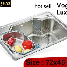 Домашний кухонный одиночный корыто, раковина, высокая емкость для мытья овощей, высокое качество, 304 нержавеющая сталь, 720x460 мм