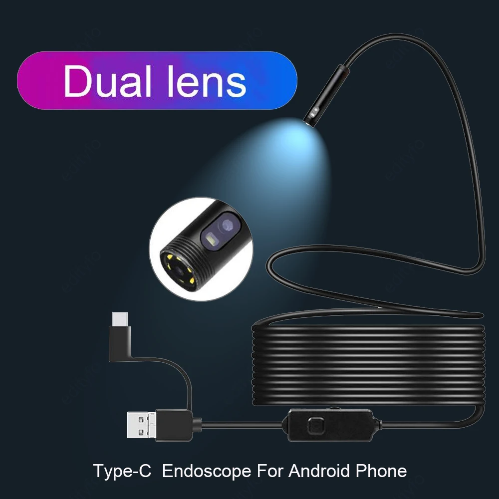 Newest Dual Lens Endoscope 2MP 1080P HD For USB-C Android Phone Endoscope Camera 8mm Waterproof Head With Light Borescope mivision 130 133 150 newest t prism ust alr projector screen ambient light rejecting projection curtain high quality