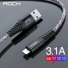 ROCK 3.1A USB кабель для iPhone 11 Pro Max Xs Xr X 8 7 6 Plus 6s ipad быстрое зарядное устройство для мобильного телефона Быстрая зарядка кабель для передачи данных
